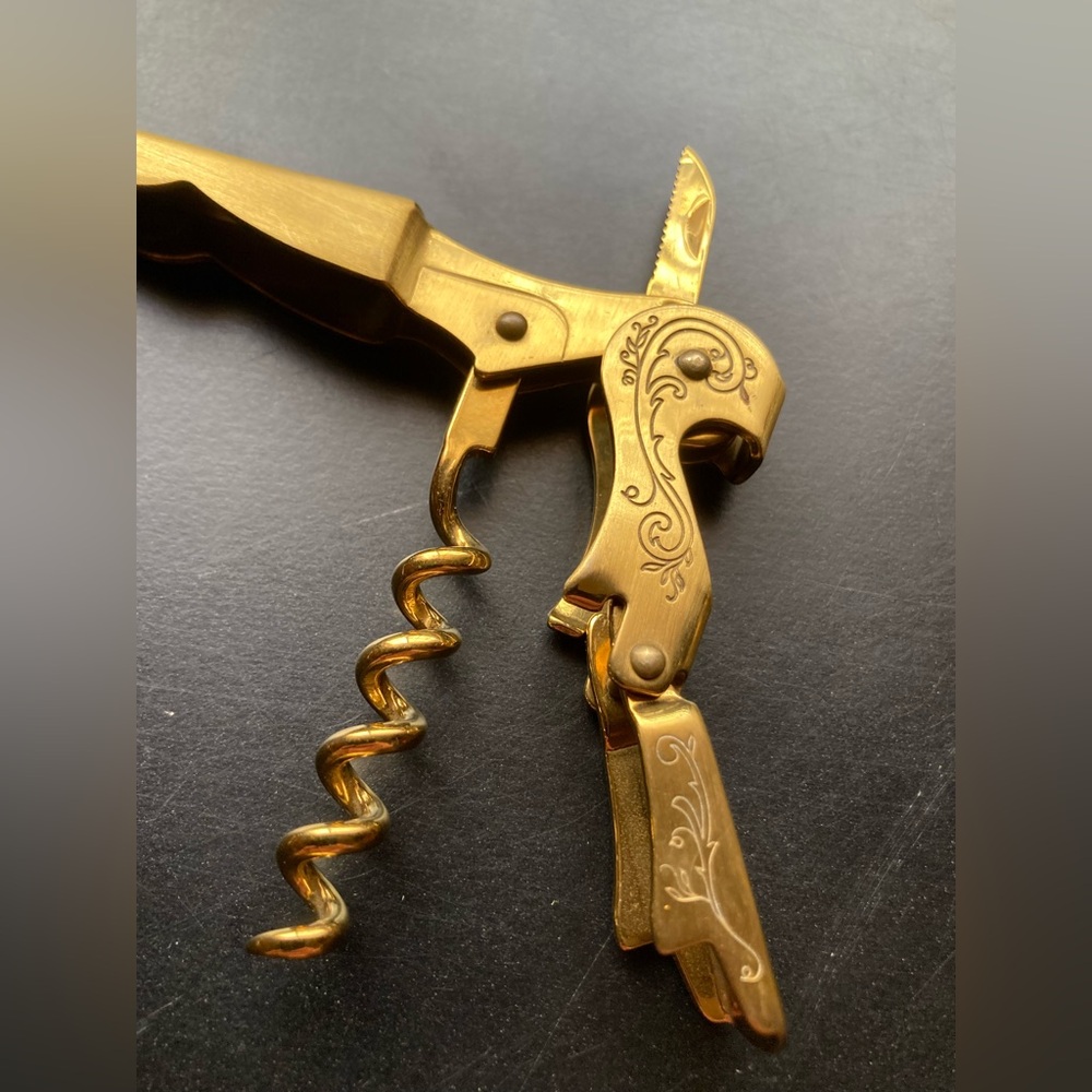Twine gold plated cork screw